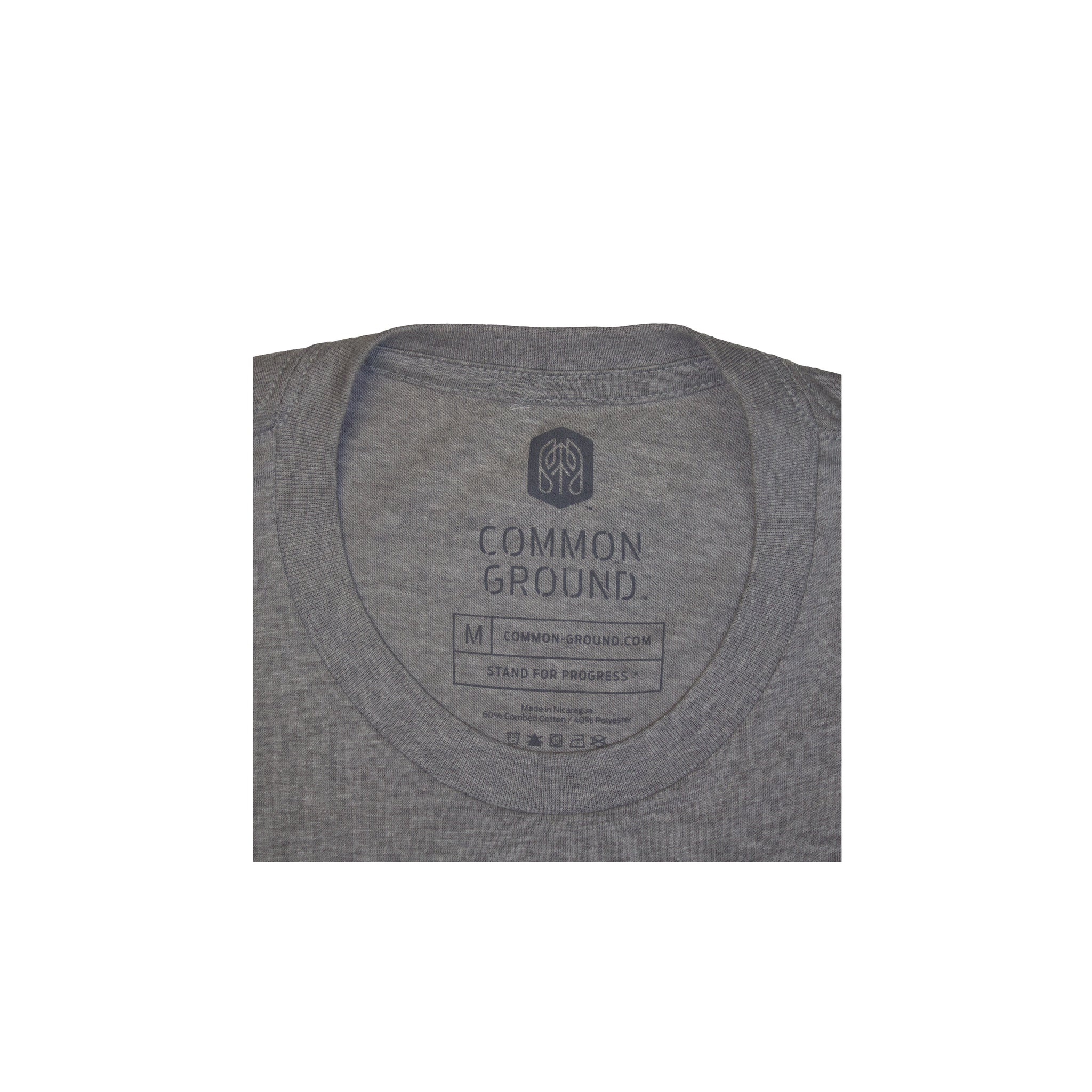 Dark_Heather_Gray - Stand For Progress T shirt Neck Tag View