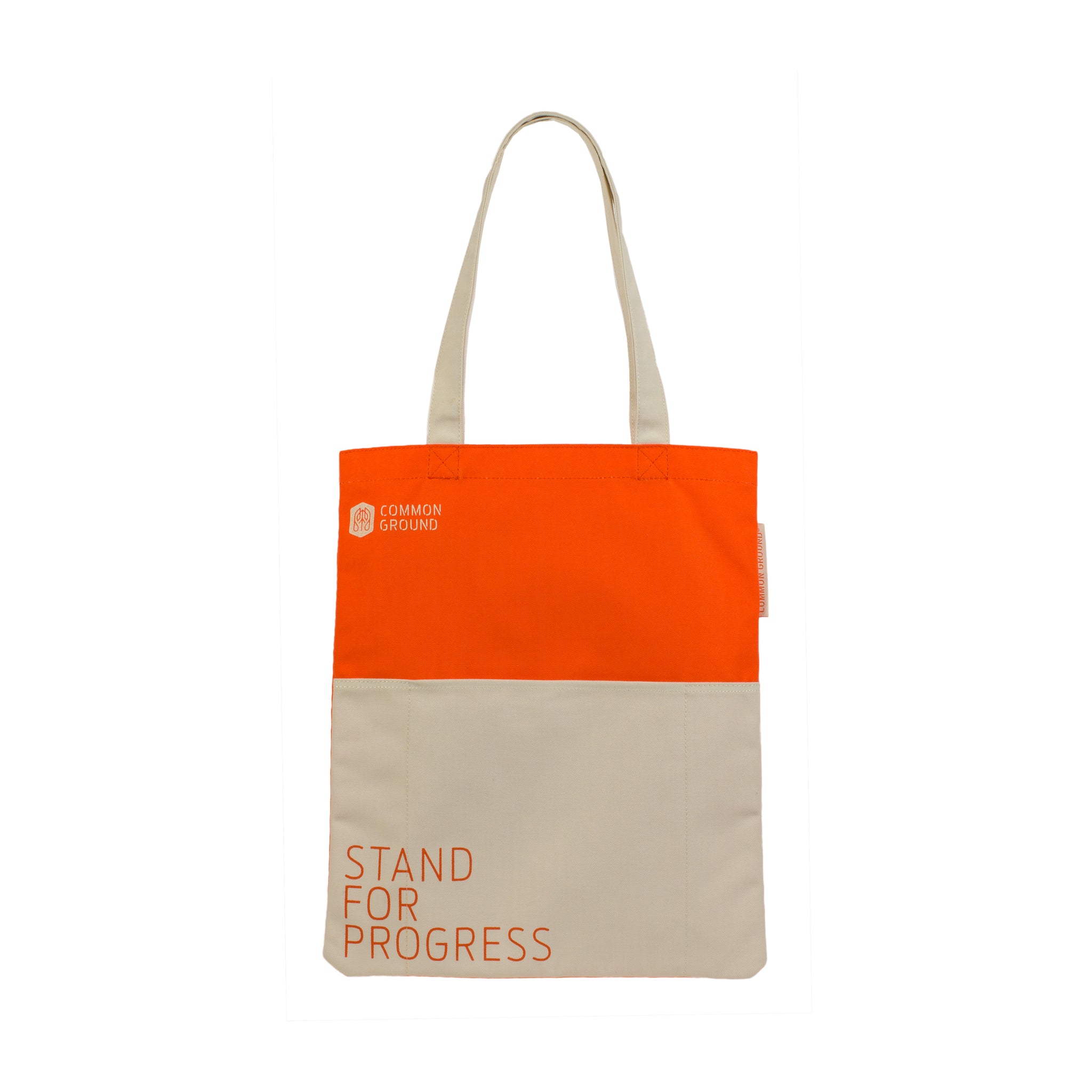 Vibrant_Orange - Common Ground Reading Tote Bag Front View