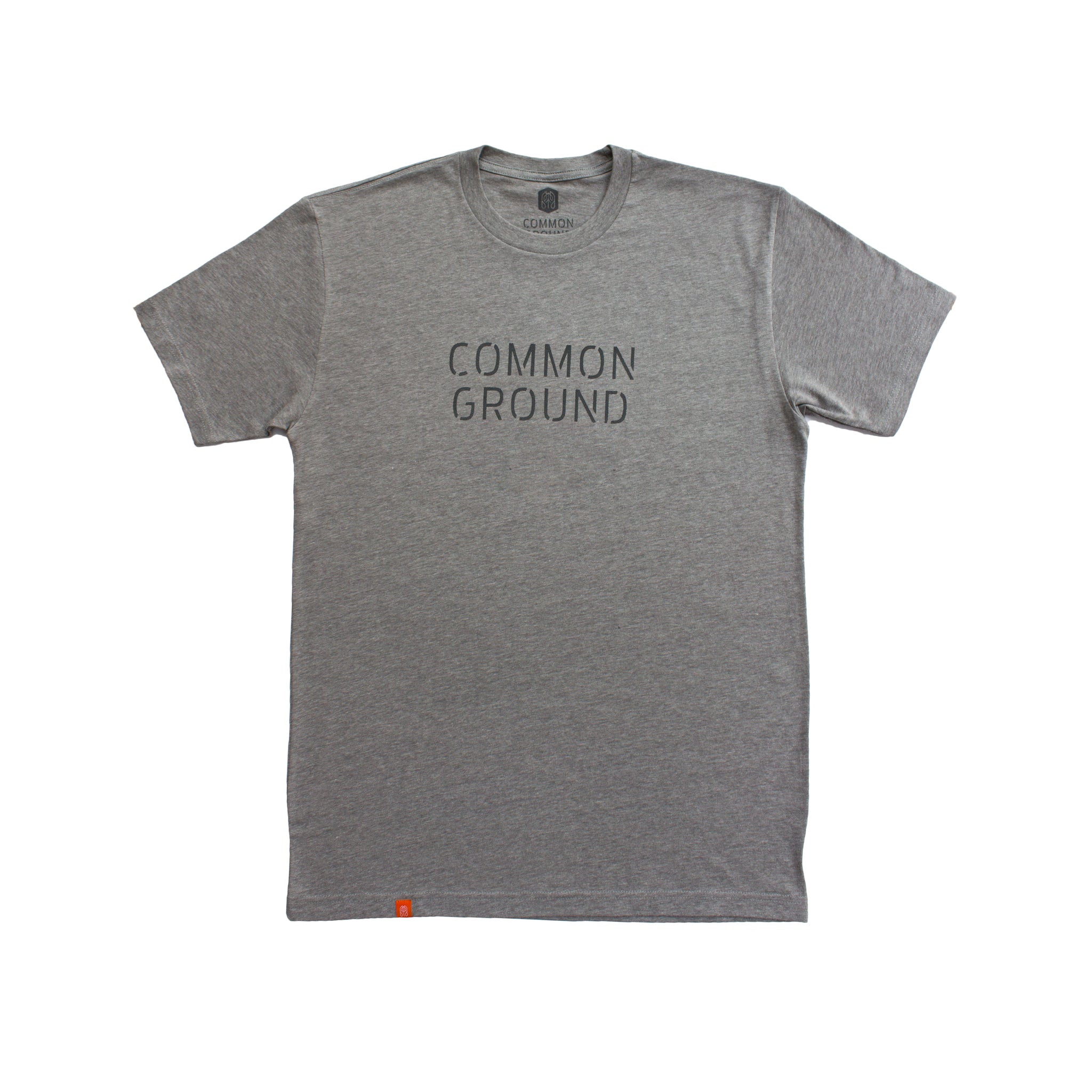 Dark_Heather_Gray - Common Ground T shirt Front View